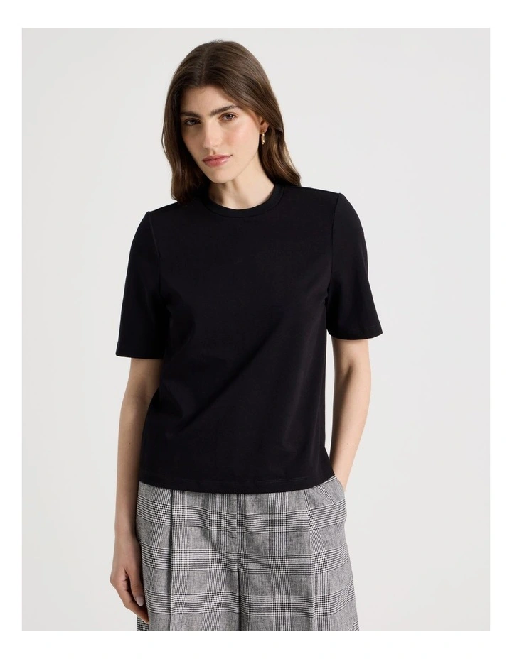 Shoulder Pad Tee in Black image 5