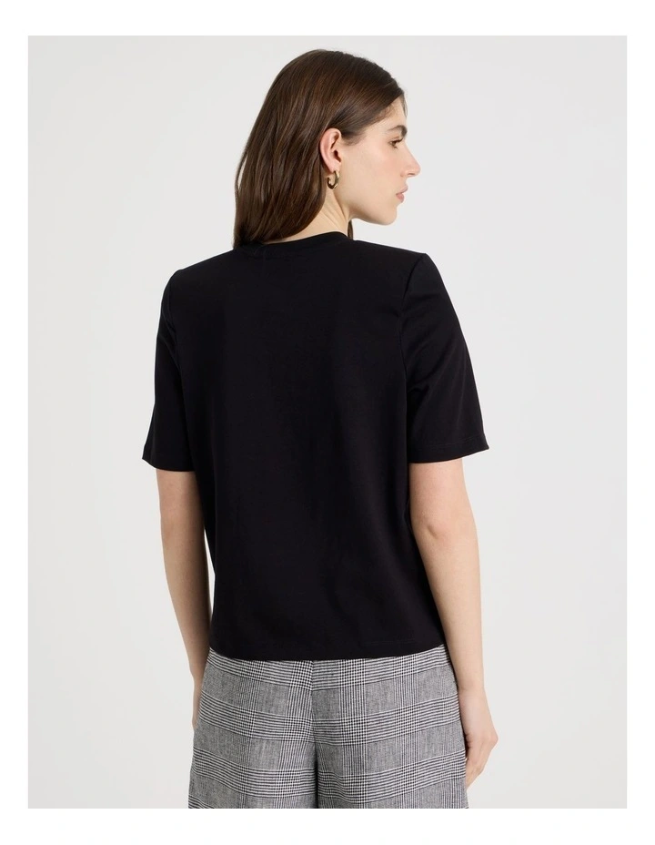 Shoulder Pad Tee in Black image 6