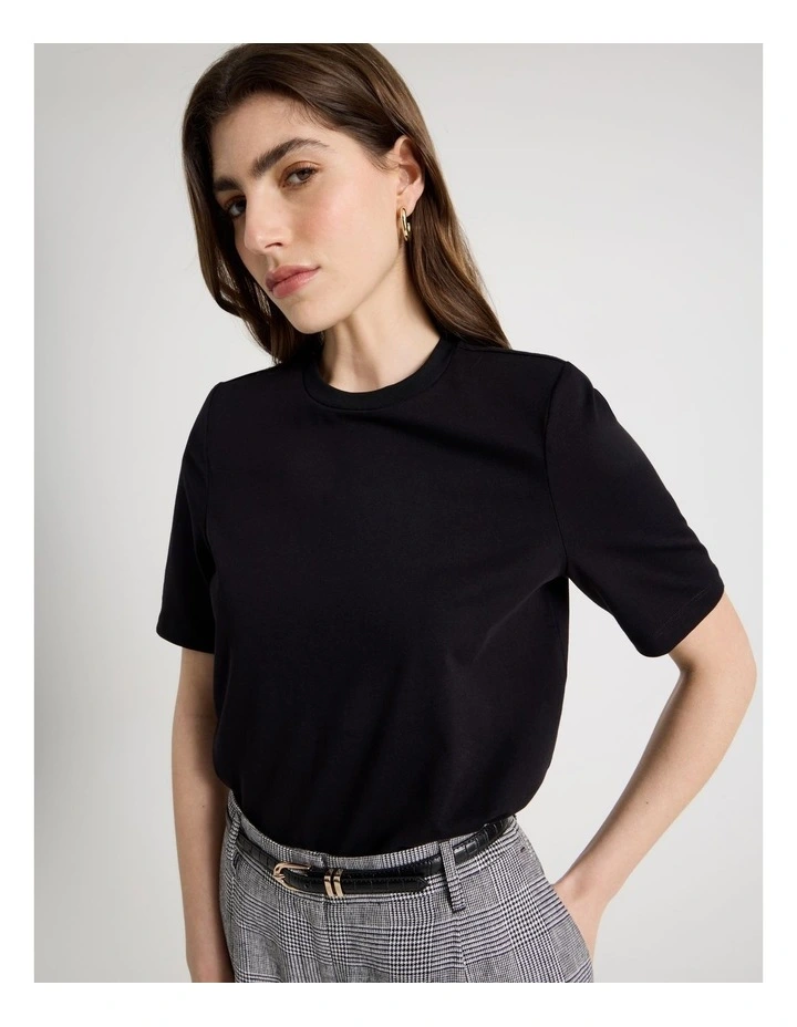 Shoulder Pad Tee in Black image 7