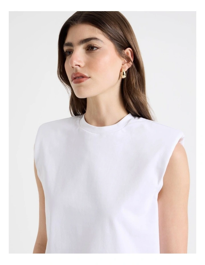 Shoulder Pad Tank in White image 2