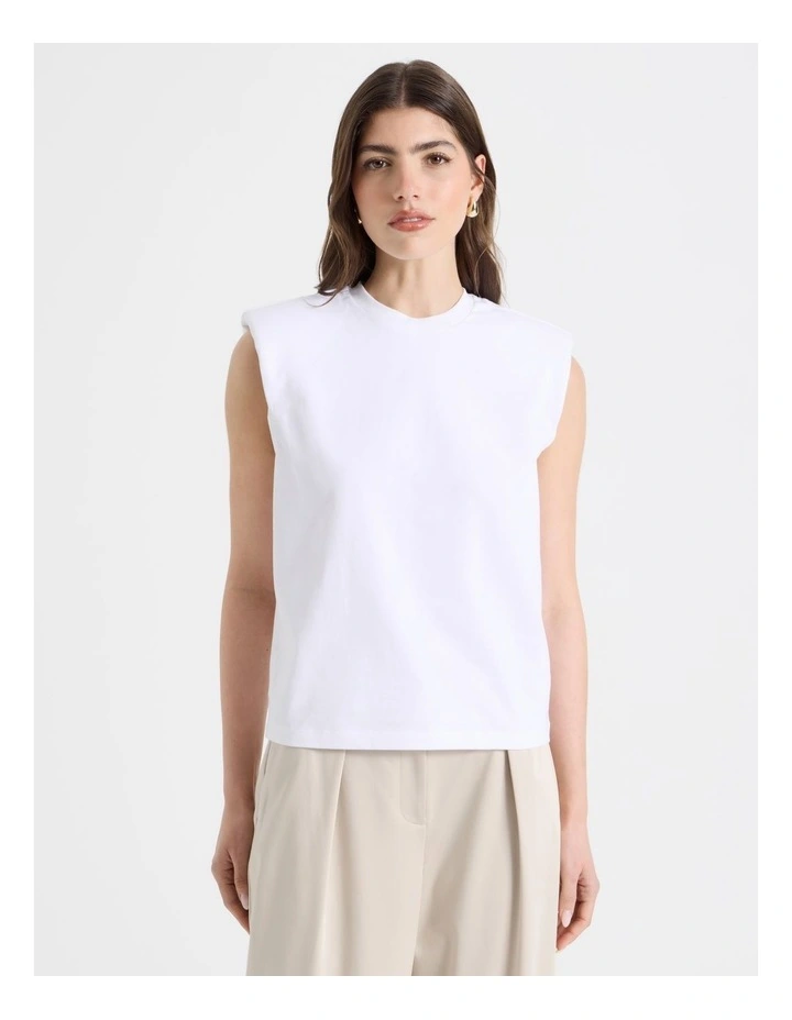 Shoulder Pad Tank in White image 5
