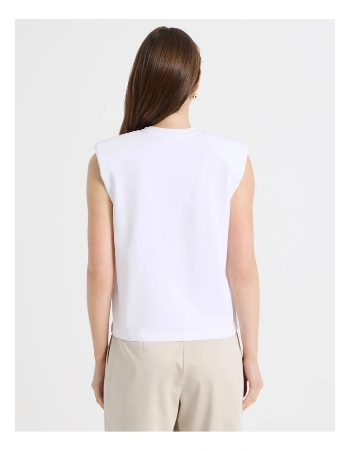 Shoulder Pad Tank in White image 6