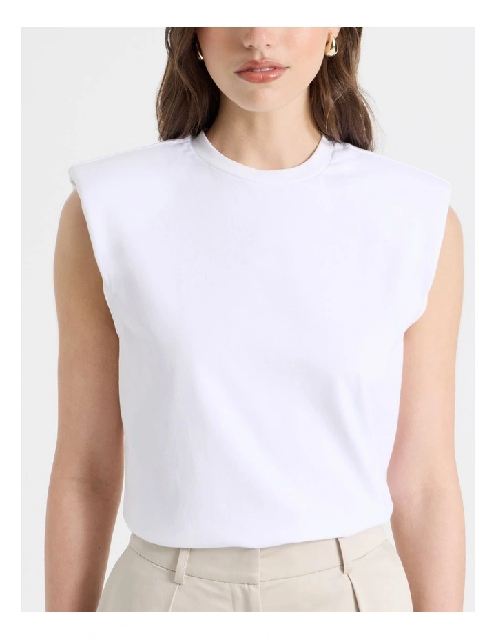 Shoulder Pad Tank in White image 7
