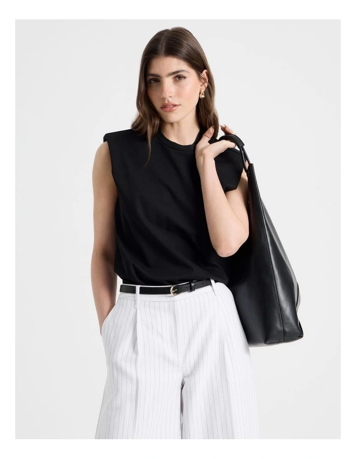 Shoulder Pad Tank in Black image 1