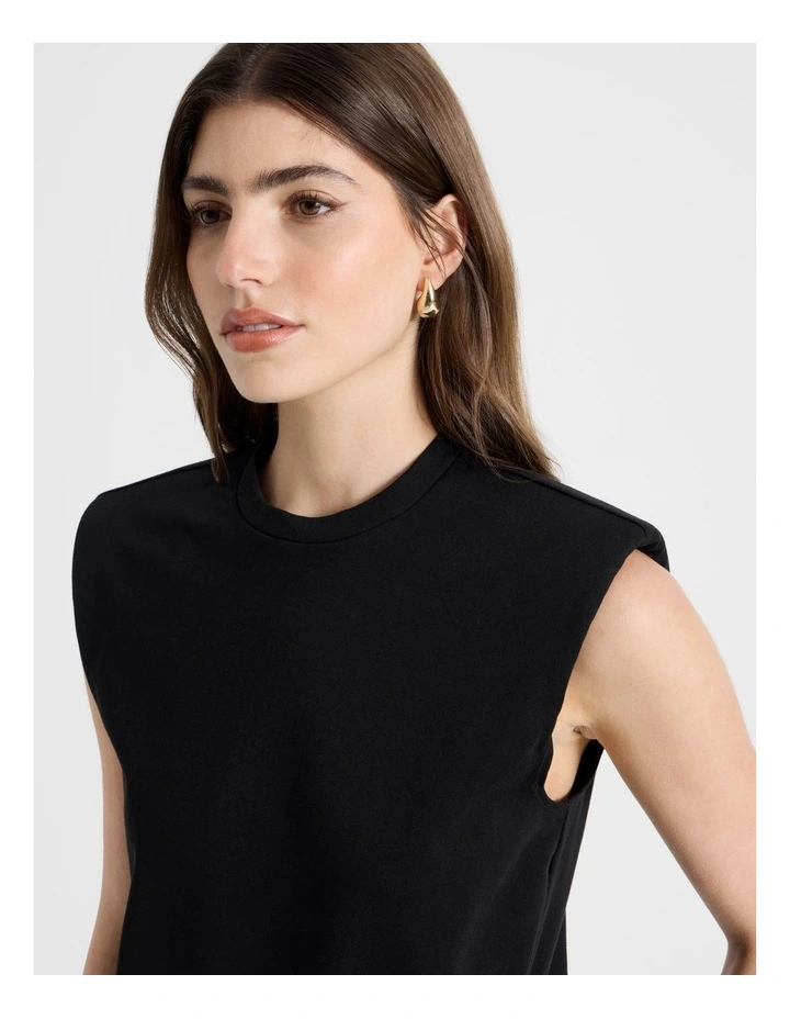 Shoulder Pad Tank in Black image 4