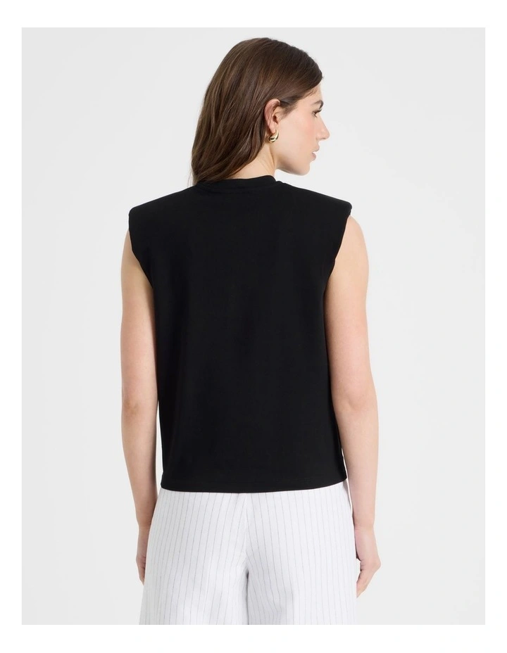 Shoulder Pad Tank in Black image 6