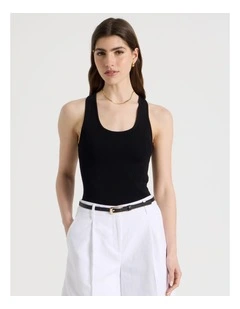 Uneck Knit Tank in Black