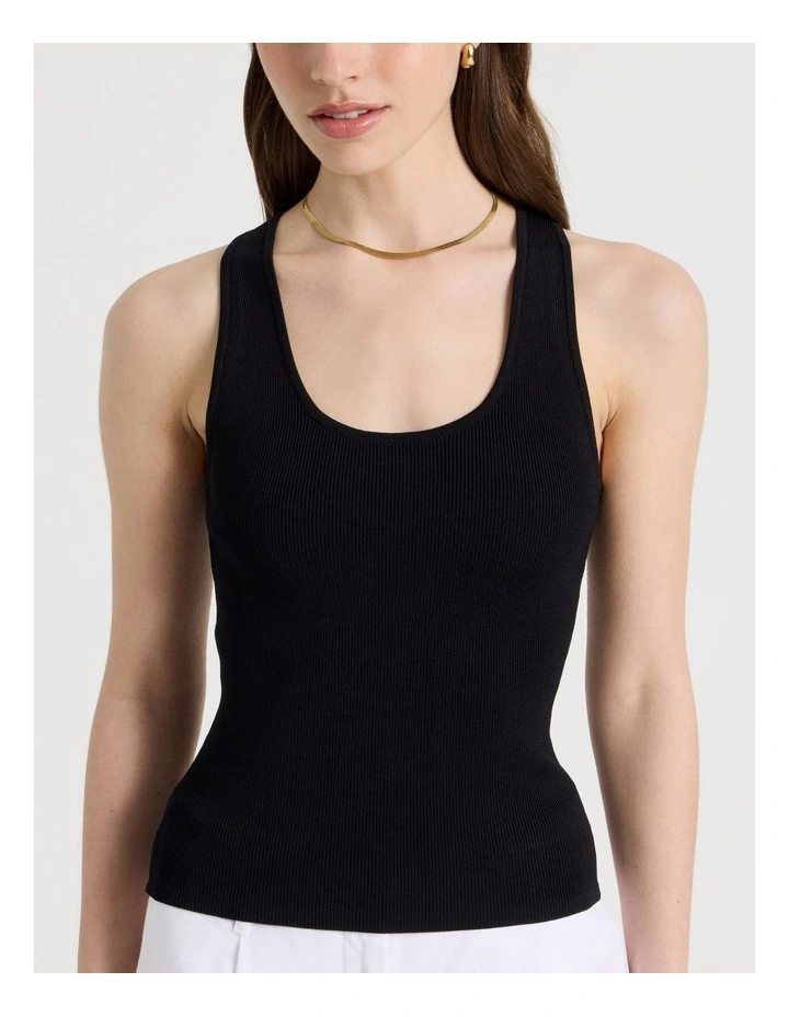 Uneck Knit Tank in Black image 4