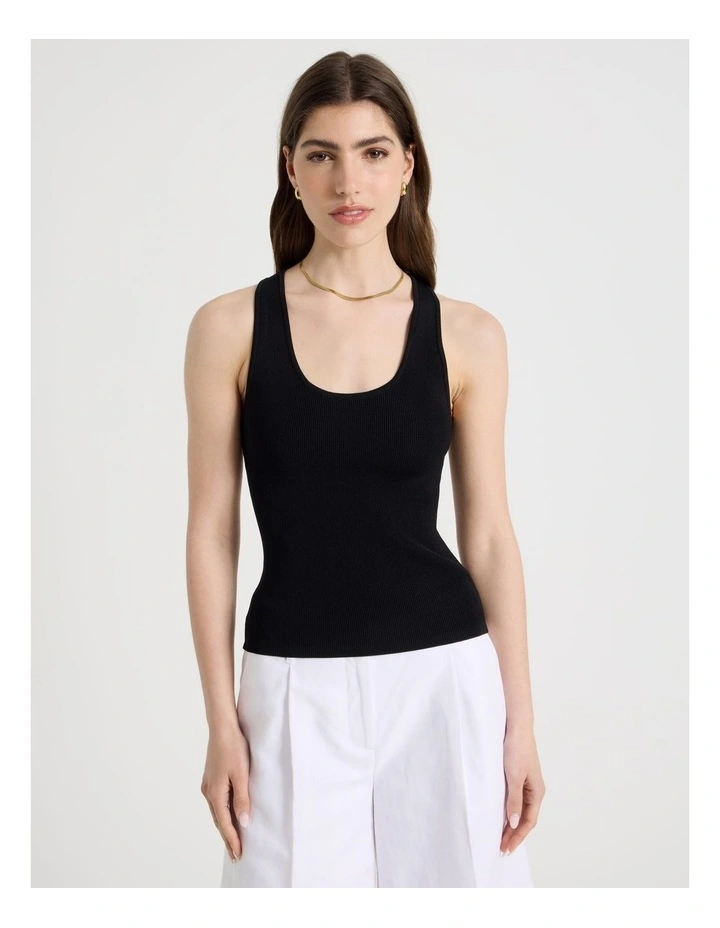 Uneck Knit Tank in Black image 5