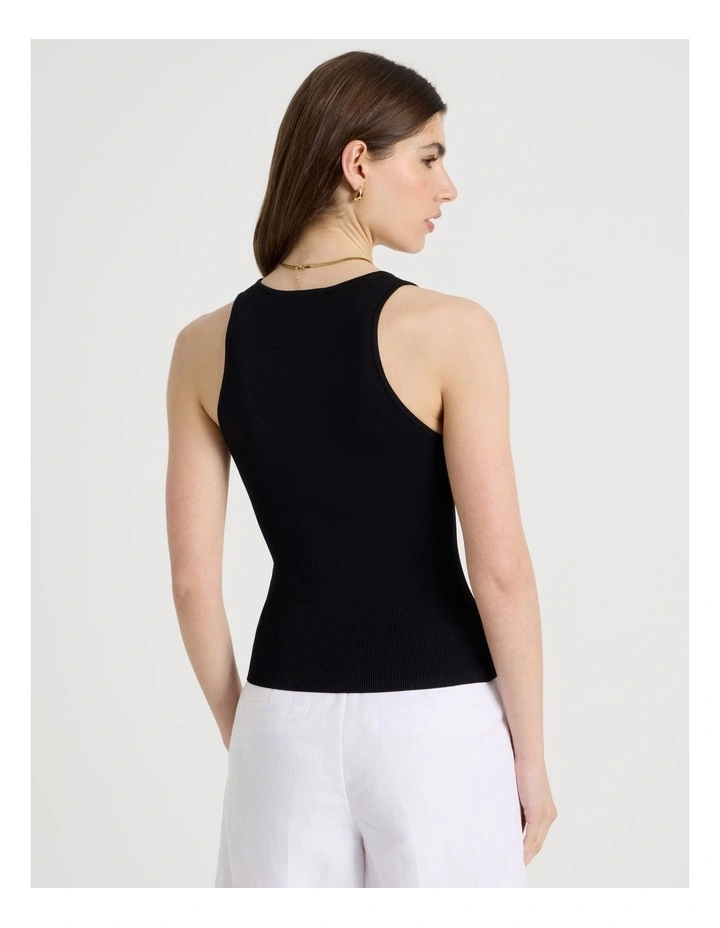 Uneck Knit Tank in Black image 6