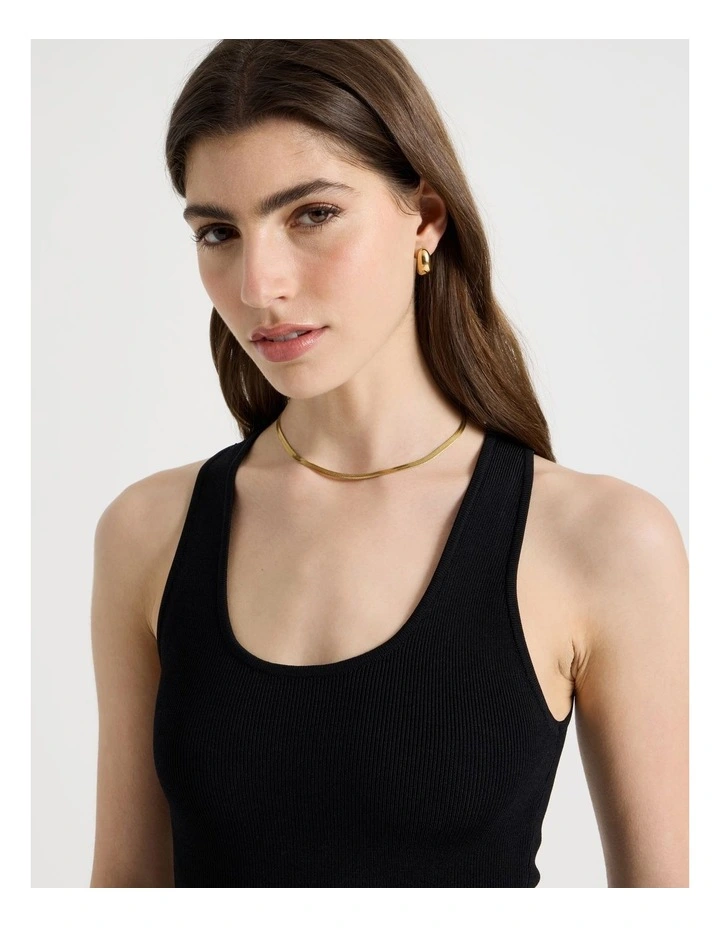 Uneck Knit Tank in Black image 7