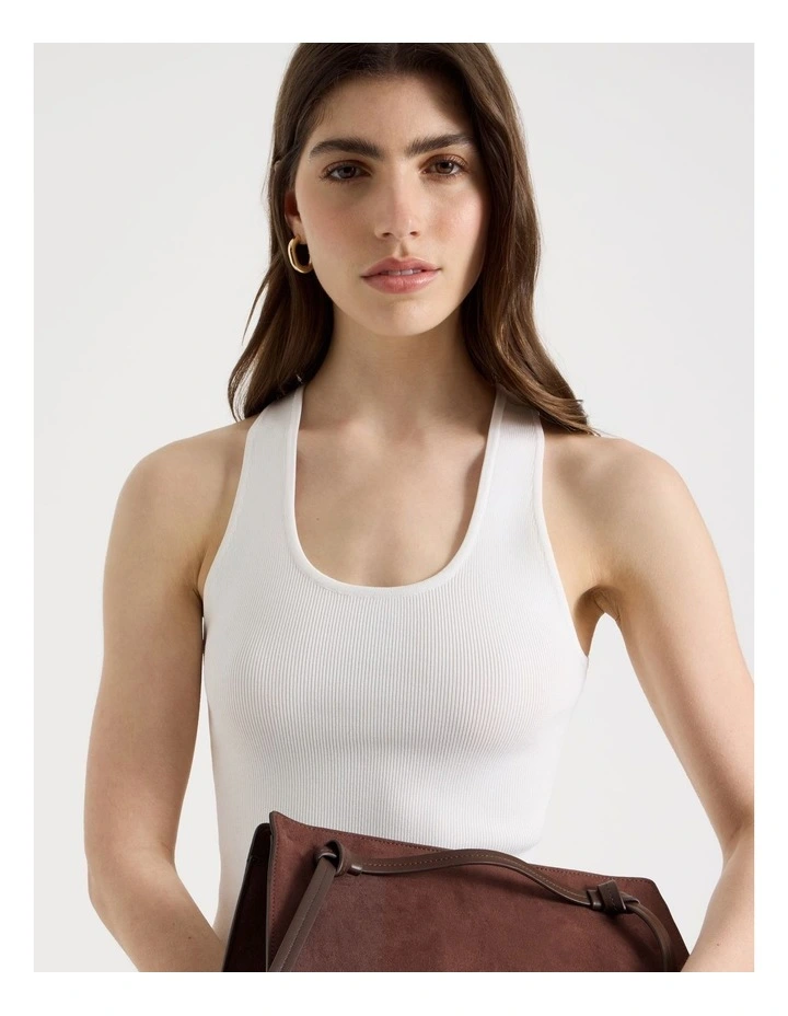 Uneck Knit Tank in Ivory image 7