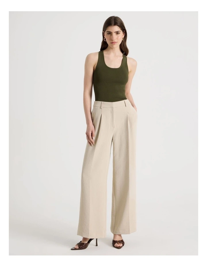 Uneck Knit Tank in Khaki image 3