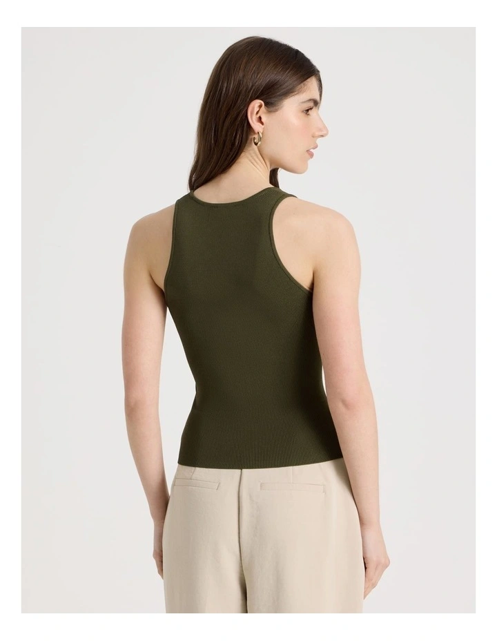 Uneck Knit Tank in Khaki image 6