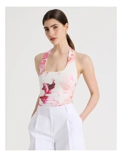Mesh Halter Top in Pink