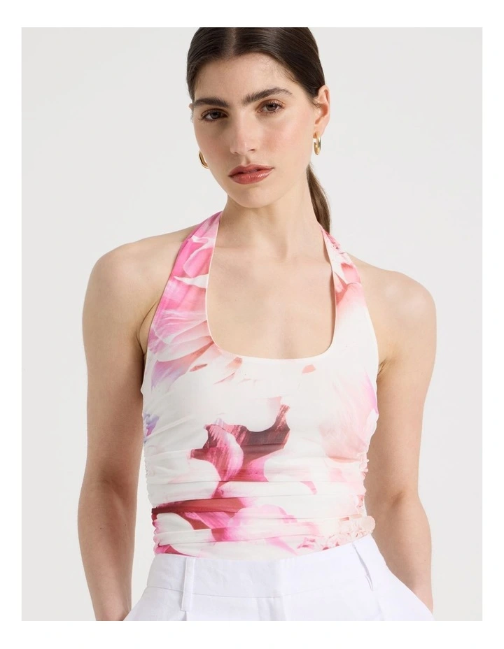 Mesh Halter Top in Pink image 2