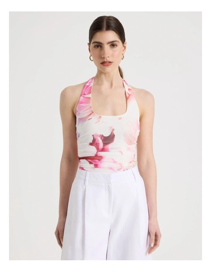 Mesh Halter Top in Pink image 3