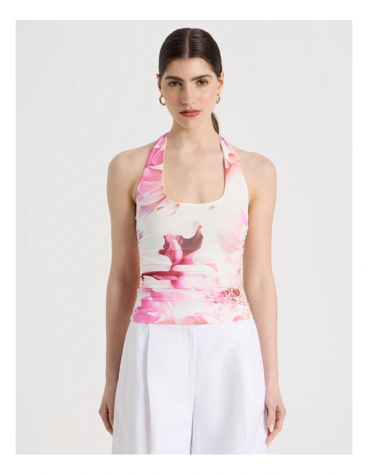 Mesh Halter Top in Pink image 5