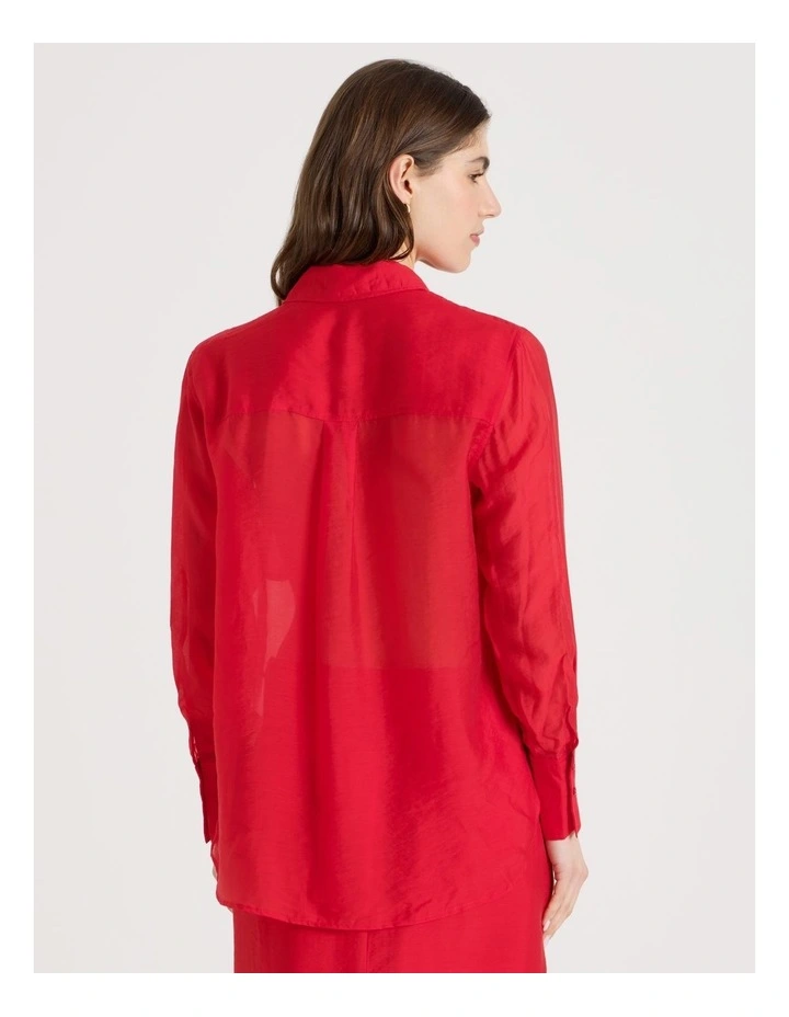 Sheer Utility Shirt in Red image 6