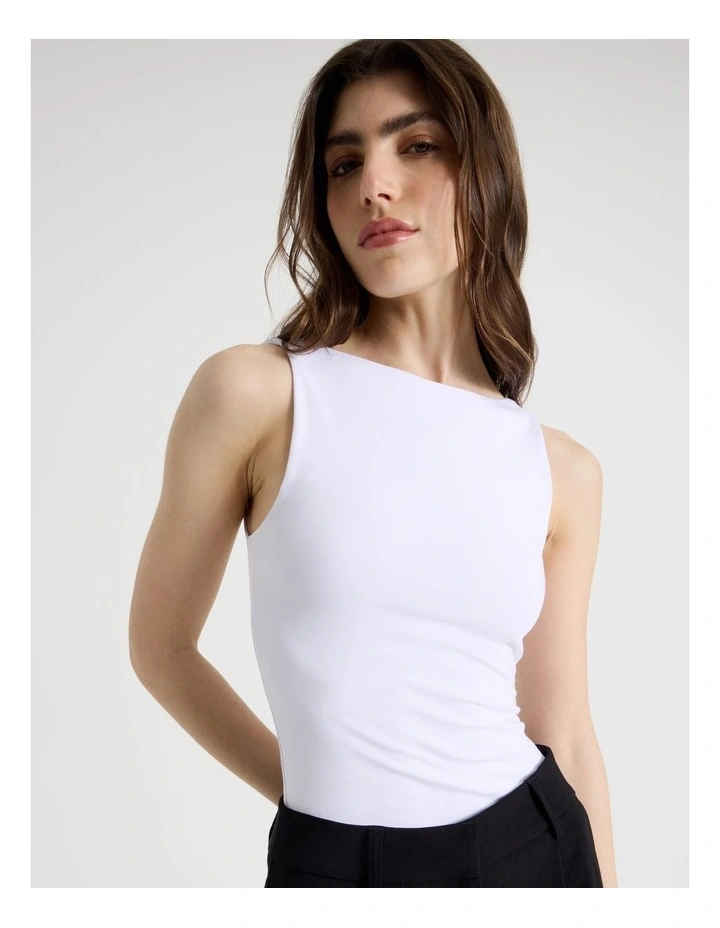 Boat Neck Tank in White image 4