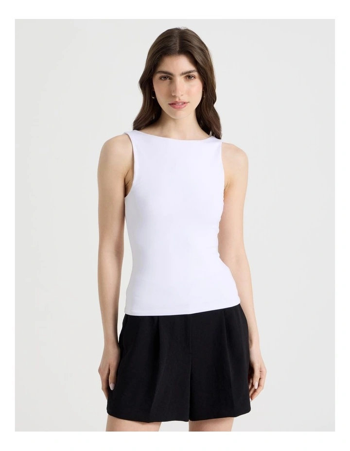 Boat Neck Tank in White image 5
