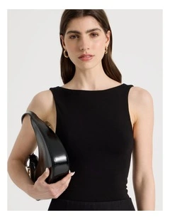 Boat Neck Tank in Black