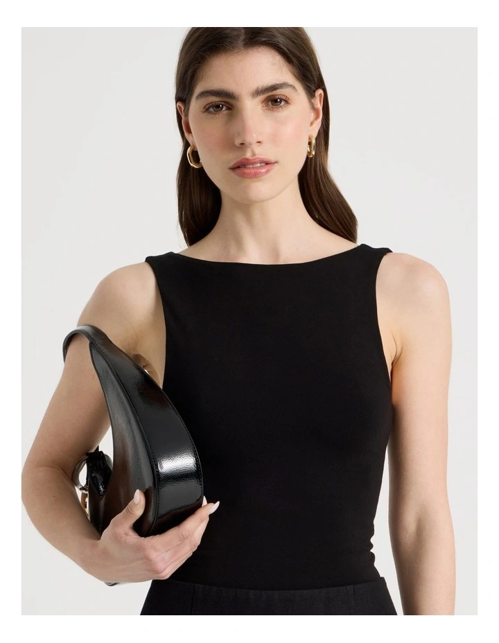 Boat Neck Tank in Black image 1