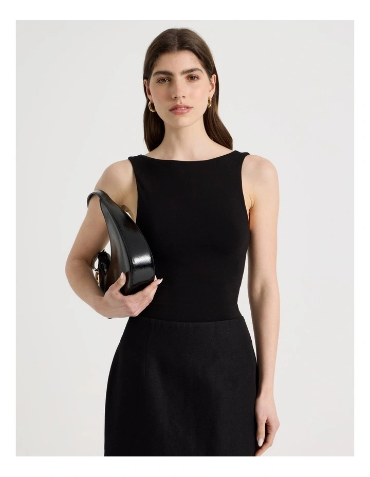 Boat Neck Tank in Black image 2