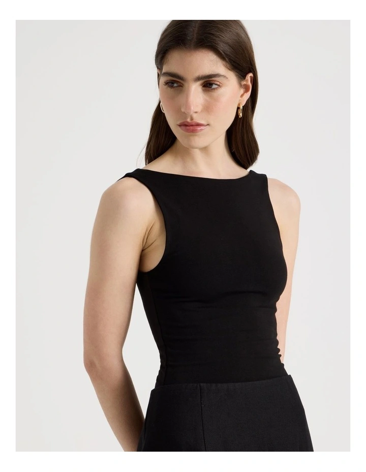 Boat Neck Tank in Black image 4