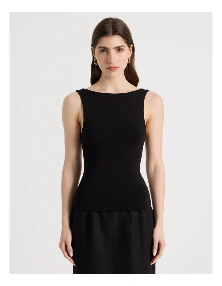 Boat Neck Tank in Black image 5