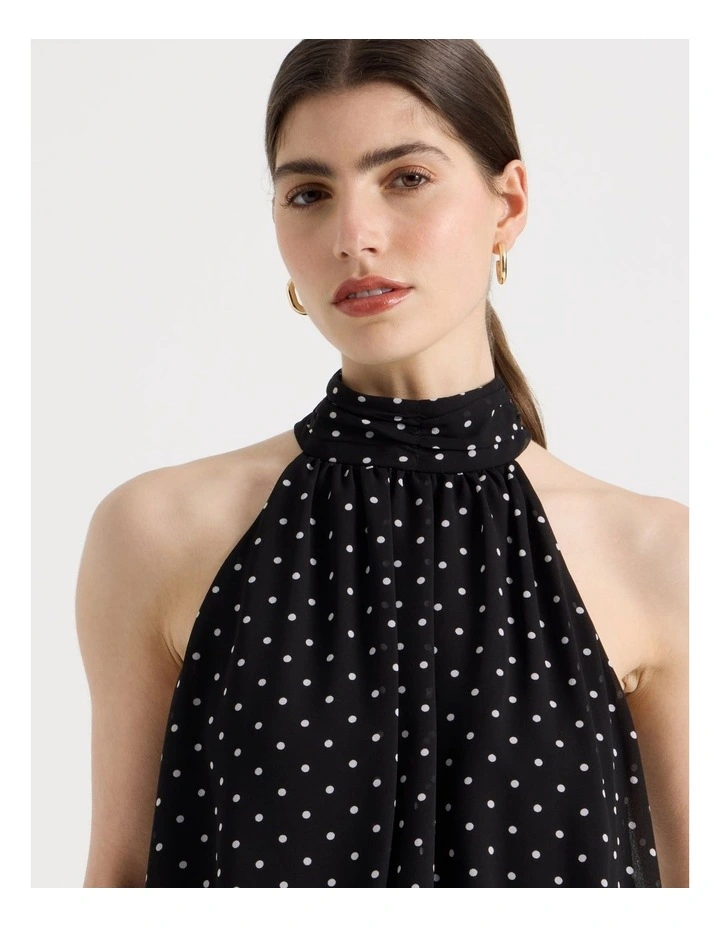 Halter Balloon Top in Black/White image 2