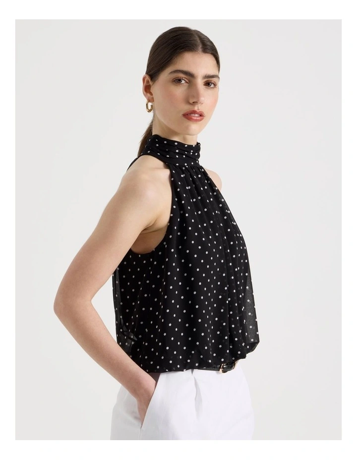 Halter Balloon Top in Black/White image 4