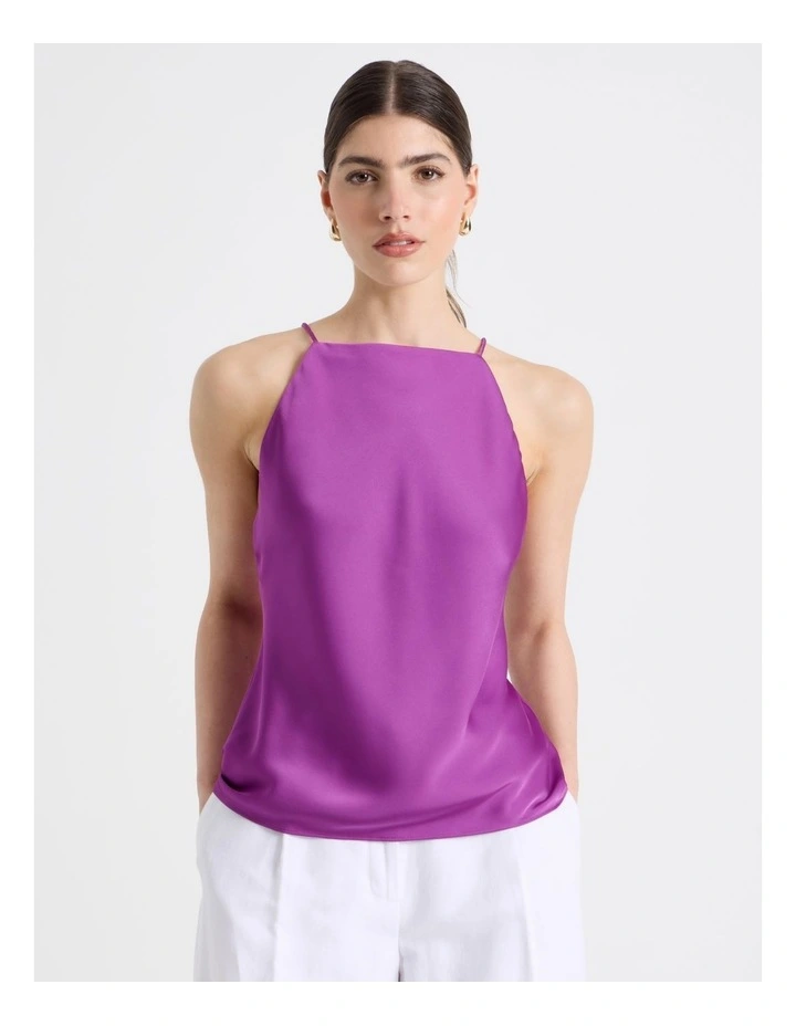 Strappy Satin Cami in Grape image 5