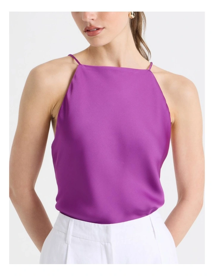 Strappy Satin Cami in Grape image 7