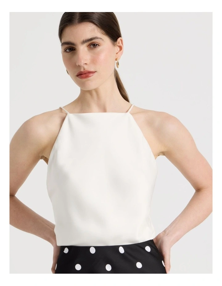 Strappy Satin Cami in Ivory image 7