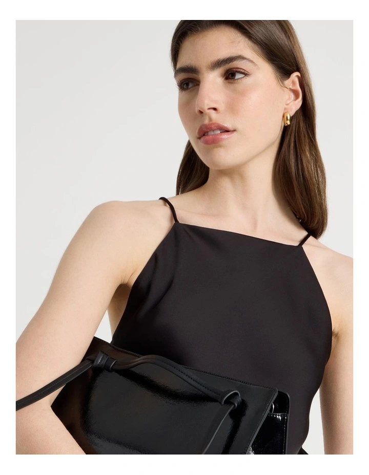 Strappy Satin Cami in Black image 4