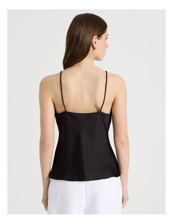 Strappy Satin Cami in Black image 6