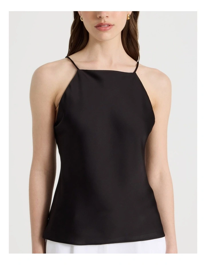 Strappy Satin Cami in Black image 7