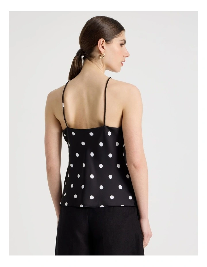 Strappy Satin Cami in Black/White image 6