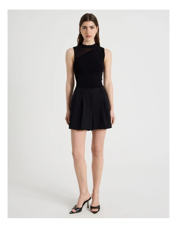 Sheer Detail Knit Top in Black image 3