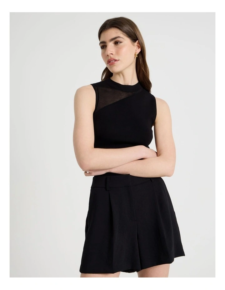 Sheer Detail Knit Top in Black image 4