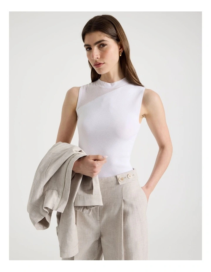 Sheer Detail Knit Top in White image 3
