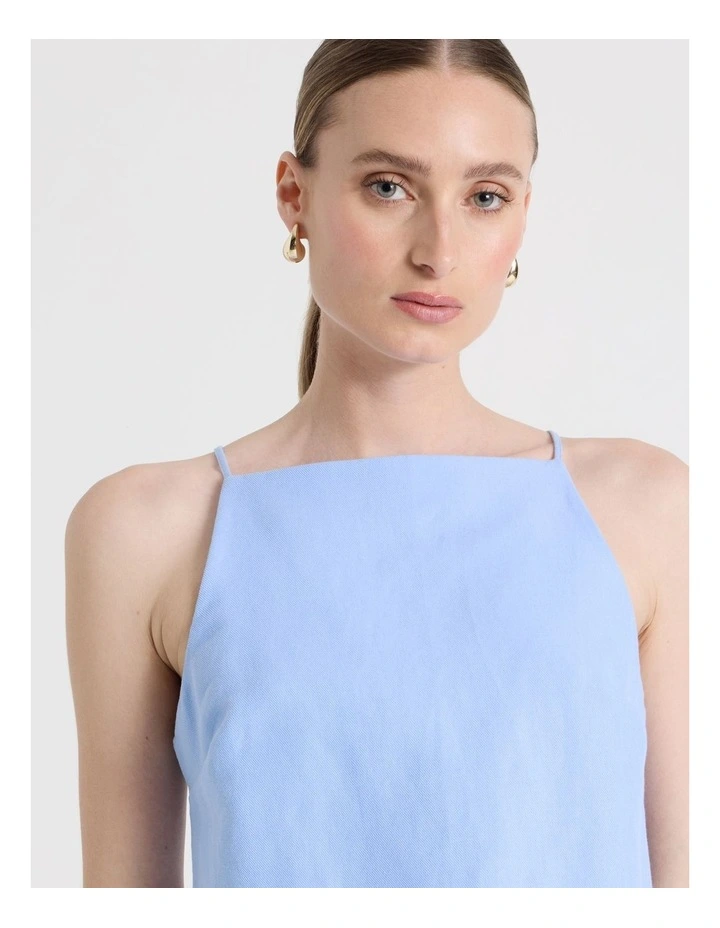 Cotton Linen Blend Apron Top in Sky image 3