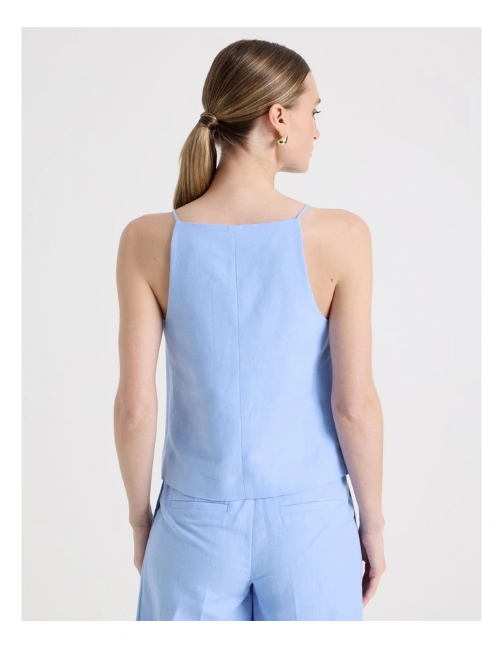 Cotton Linen Blend Apron Top in Sky image 6
