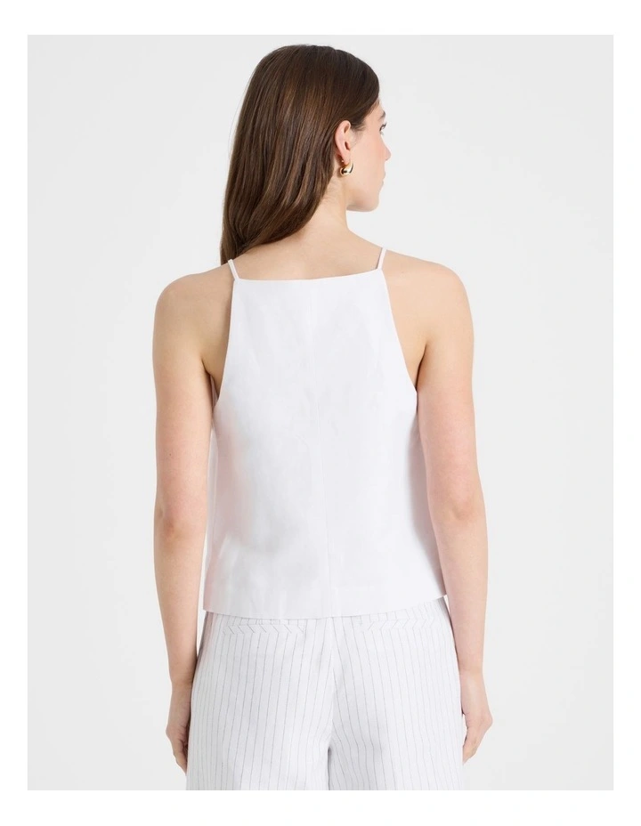 Cotton Linen Blend Apron Top in White image 7