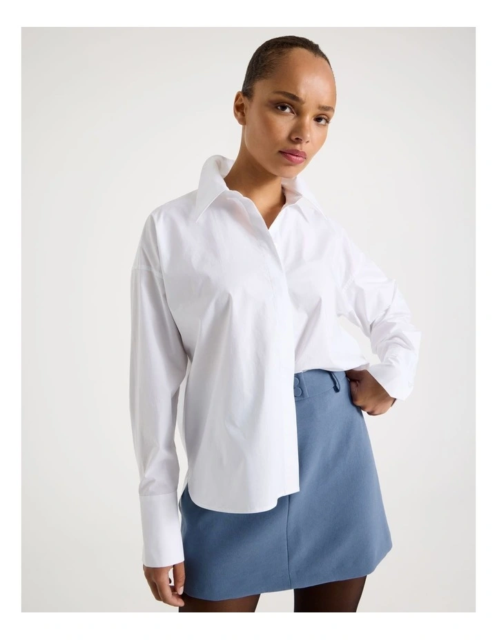 Cotton Poplin Oversized Shirt in White image 1