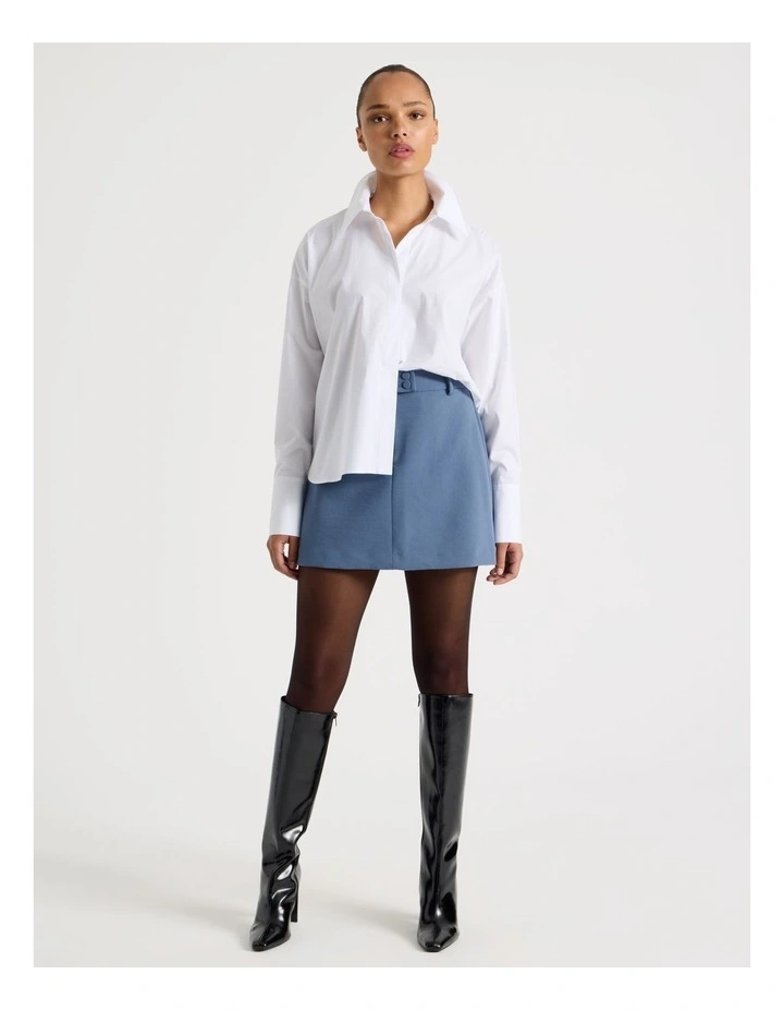 Cotton Poplin Oversized Shirt in White image 2