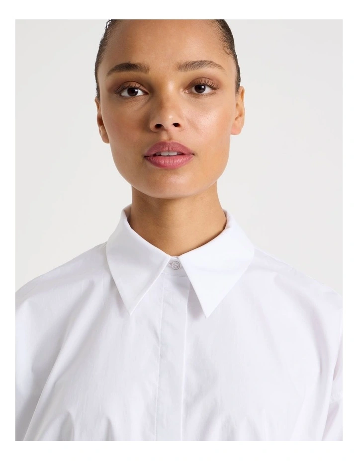 Cotton Poplin Oversized Shirt in White image 4