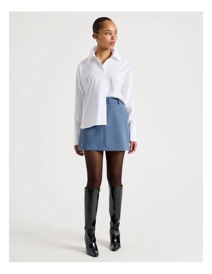 Cotton Poplin Oversized Shirt in White image 7