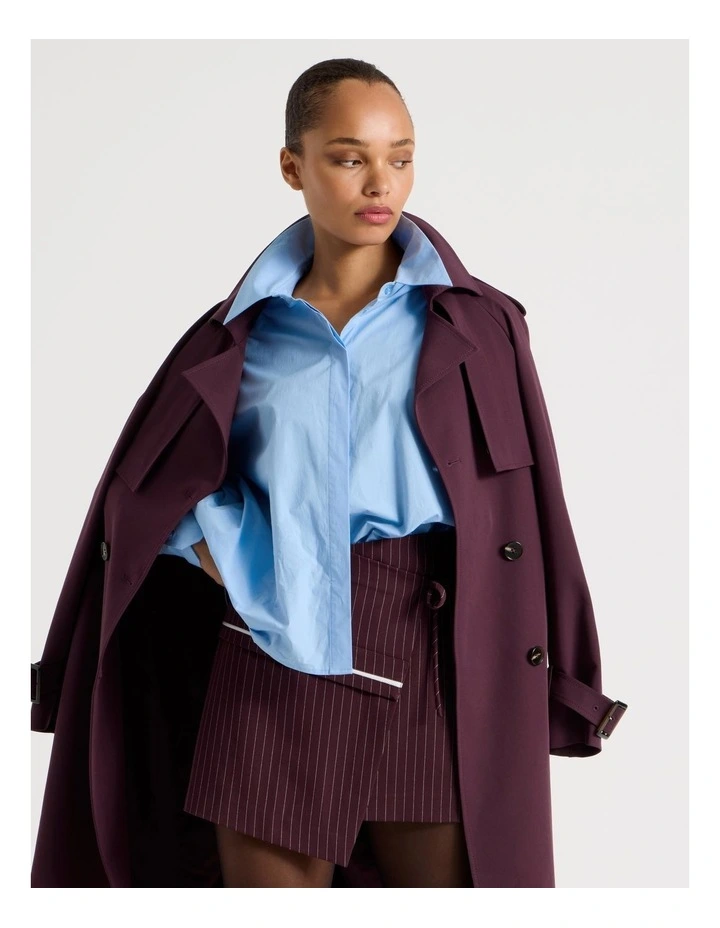 Cotton Poplin Oversized Shirt in Light Blue image 3